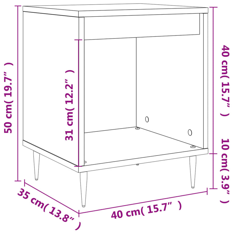Nachtkastjes 2 st 40x35x50 cm bewerkt hout grijs sonoma eiken MeubelReus