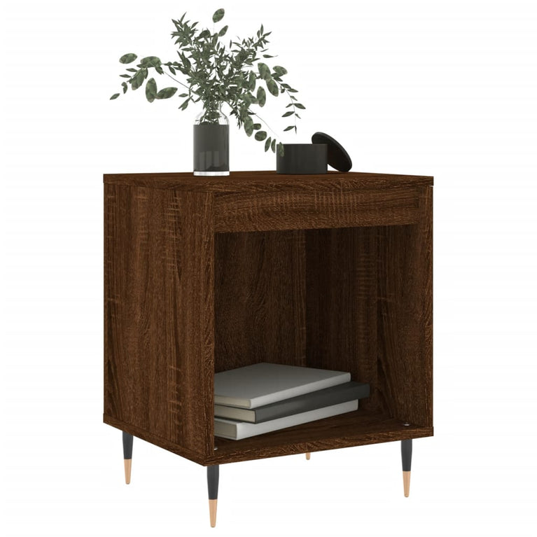 Nachtkastje 40x35x50 cm bewerkt hout bruin eikenkleur MeubelReus