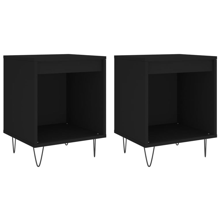 Nachtkastjes 2 st 40x35x50 cm bewerkt hout zwart MeubelReus