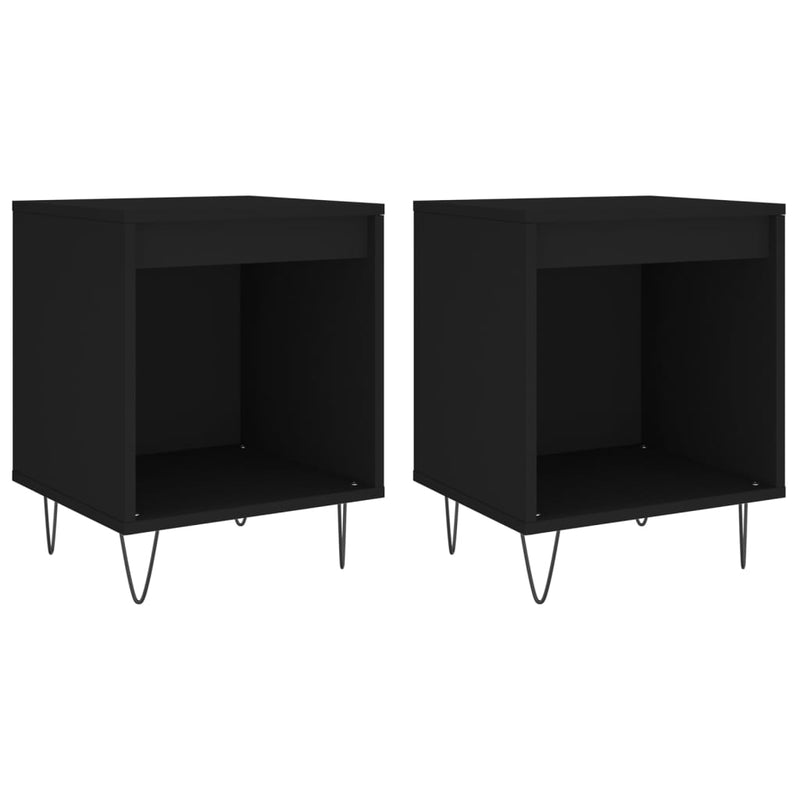 Nachtkastjes 2 st 40x35x50 cm bewerkt hout zwart MeubelReus