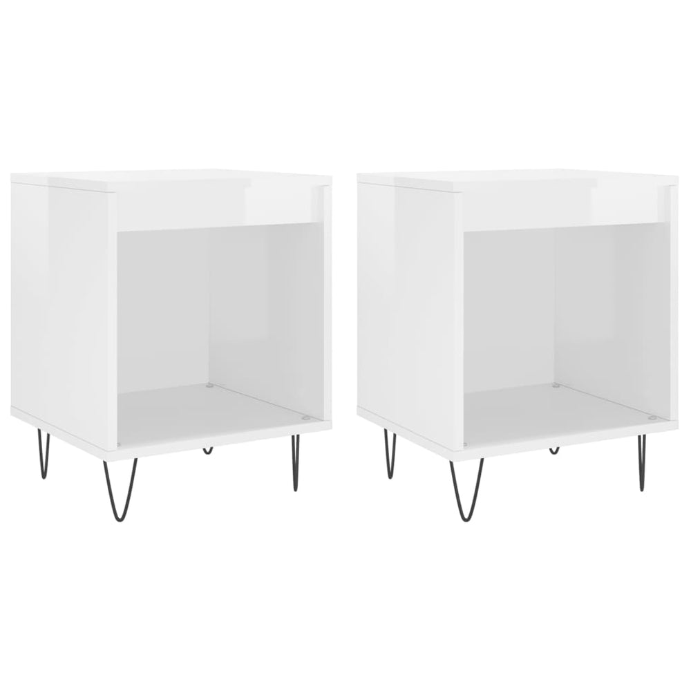 Nachtkastjes 2 st 40x35x50 cm bewerkt hout hoogglans wit MeubelReus