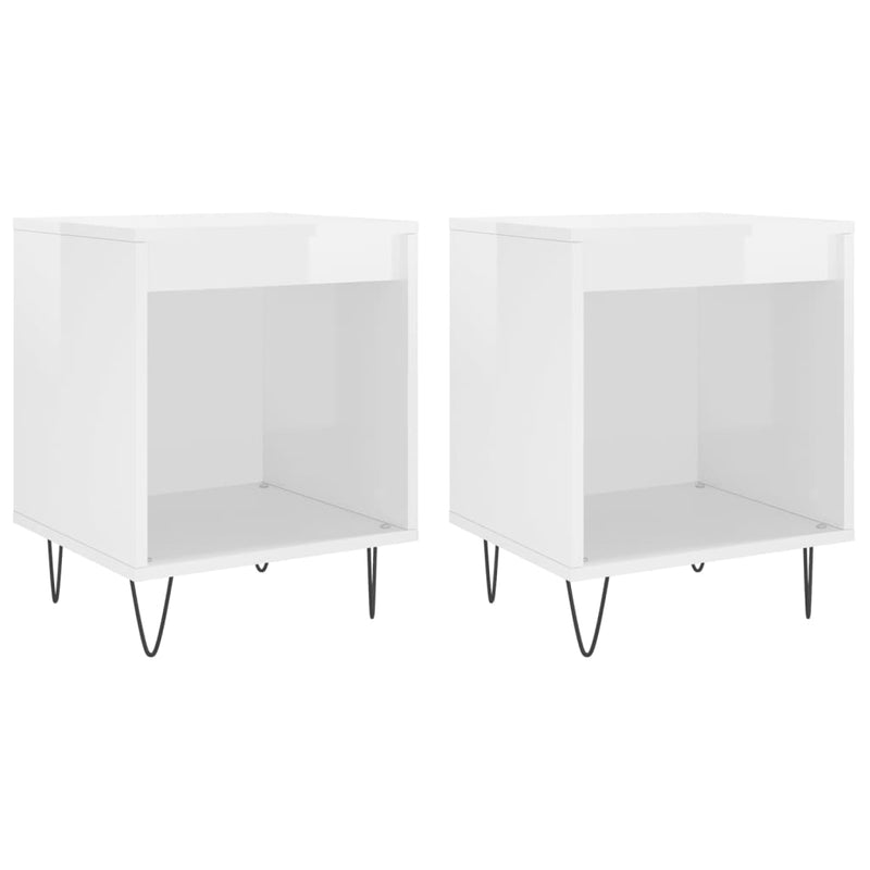 Nachtkastjes 2 st 40x35x50 cm bewerkt hout hoogglans wit MeubelReus