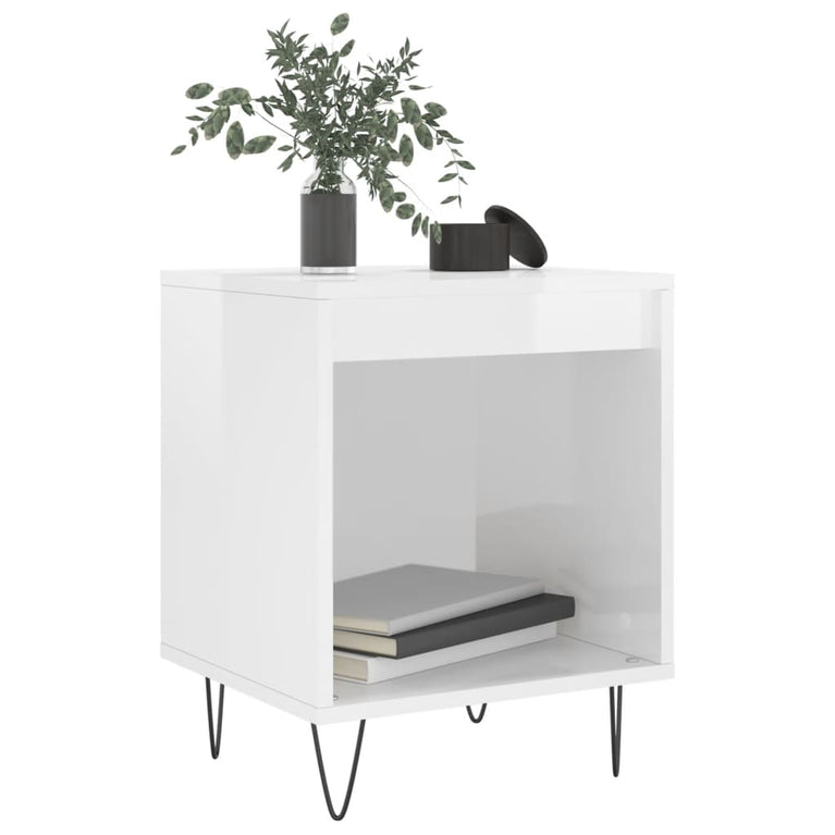 Nachtkastjes 2 st 40x35x50 cm bewerkt hout hoogglans wit MeubelReus
