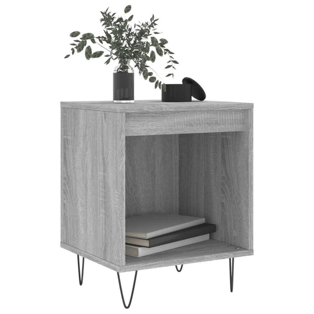 Nachtkastje 40x35x50 cm bewerkt hout grijs sonoma eikenkleurig MeubelReus