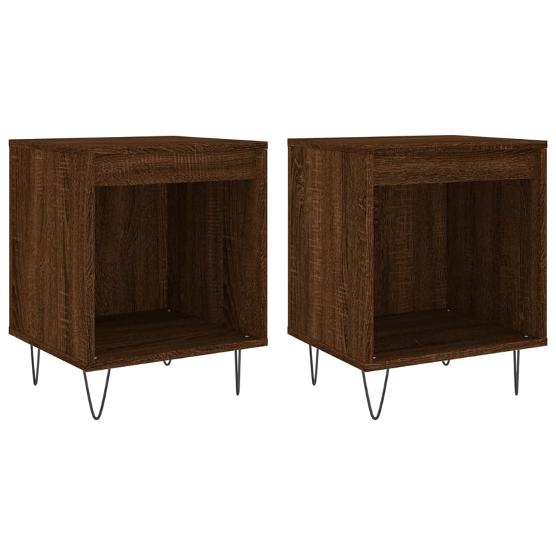 Nachtkastjes 2 st 40x35x50 cm bewerkt hout bruin eikenkleur MeubelReus