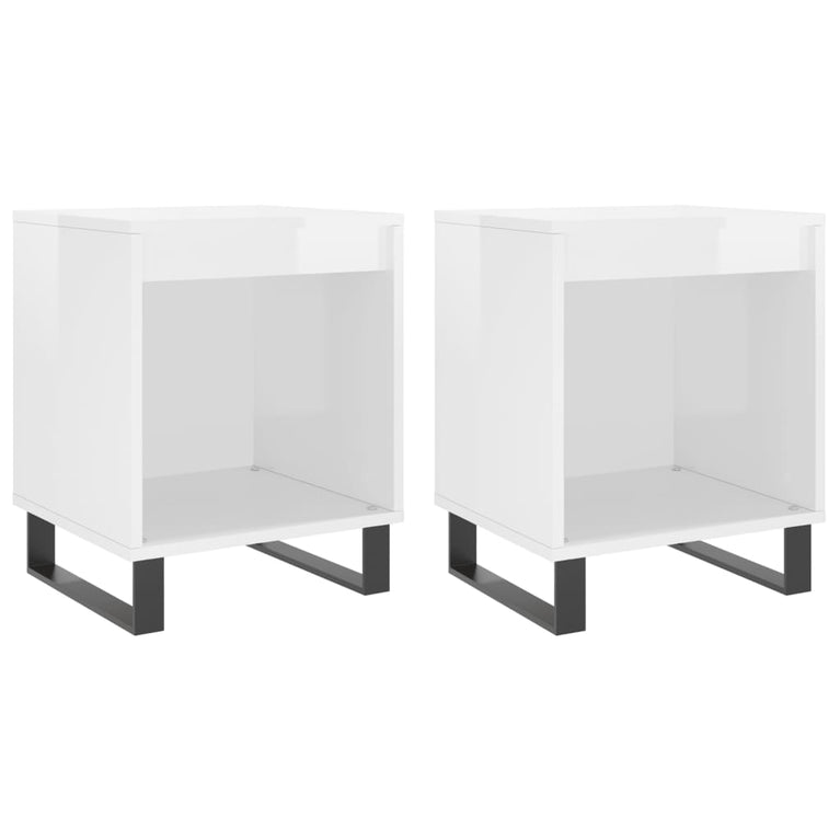 Nachtkastjes 2 st 40x35x50 cm bewerkt hout hoogglans wit MeubelReus