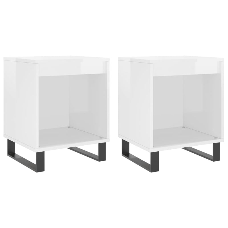 Nachtkastjes 2 st 40x35x50 cm bewerkt hout hoogglans wit MeubelReus