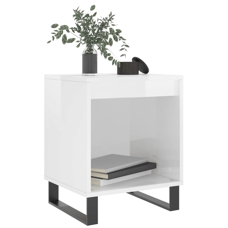 Nachtkastjes 2 st 40x35x50 cm bewerkt hout hoogglans wit MeubelReus