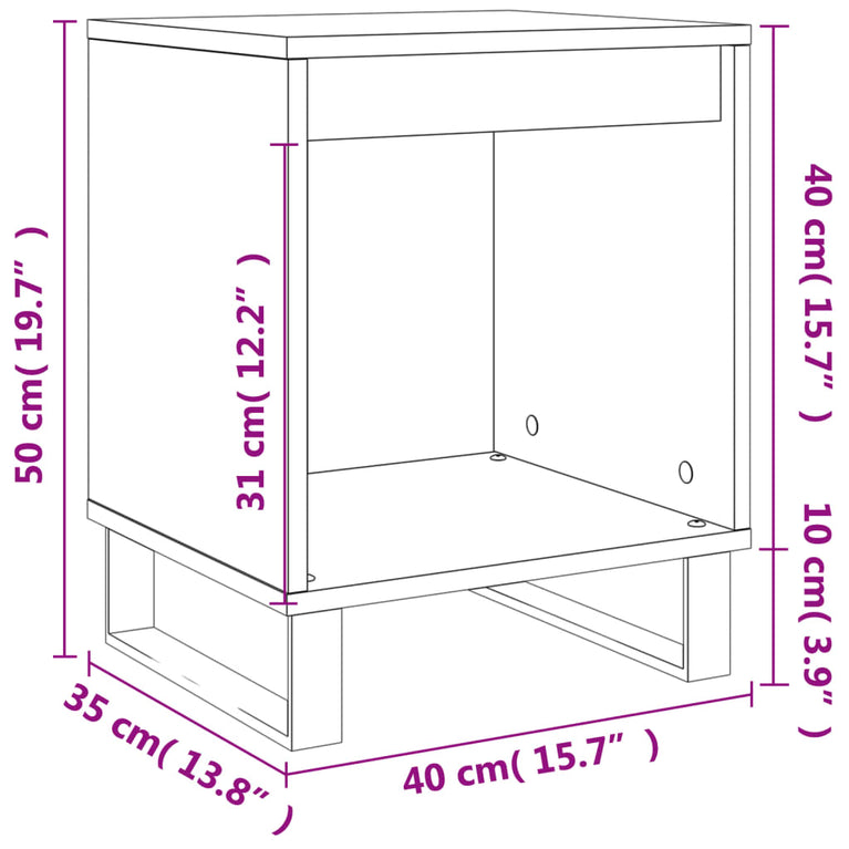 Nachtkastjes 2 st 40x35x50 cm bewerkt hout hoogglans wit MeubelReus