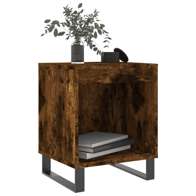 Nachtkastje 40x35x50 cm bewerkt hout gerookt eikenkleurig MeubelReus