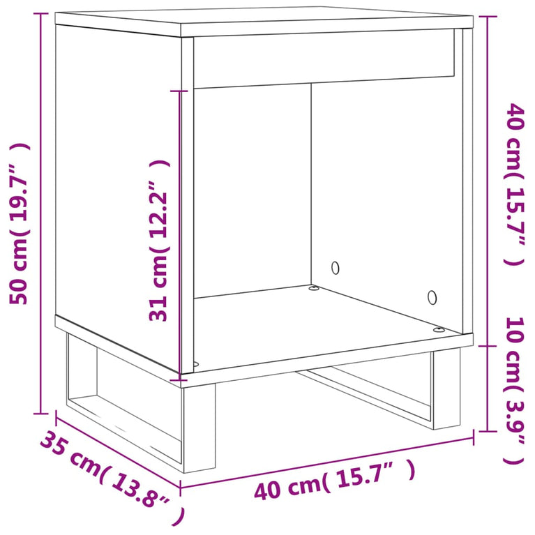 Nachtkastjes 2 st 40x35x50 cm bewerkt hout grijs sonoma eiken MeubelReus