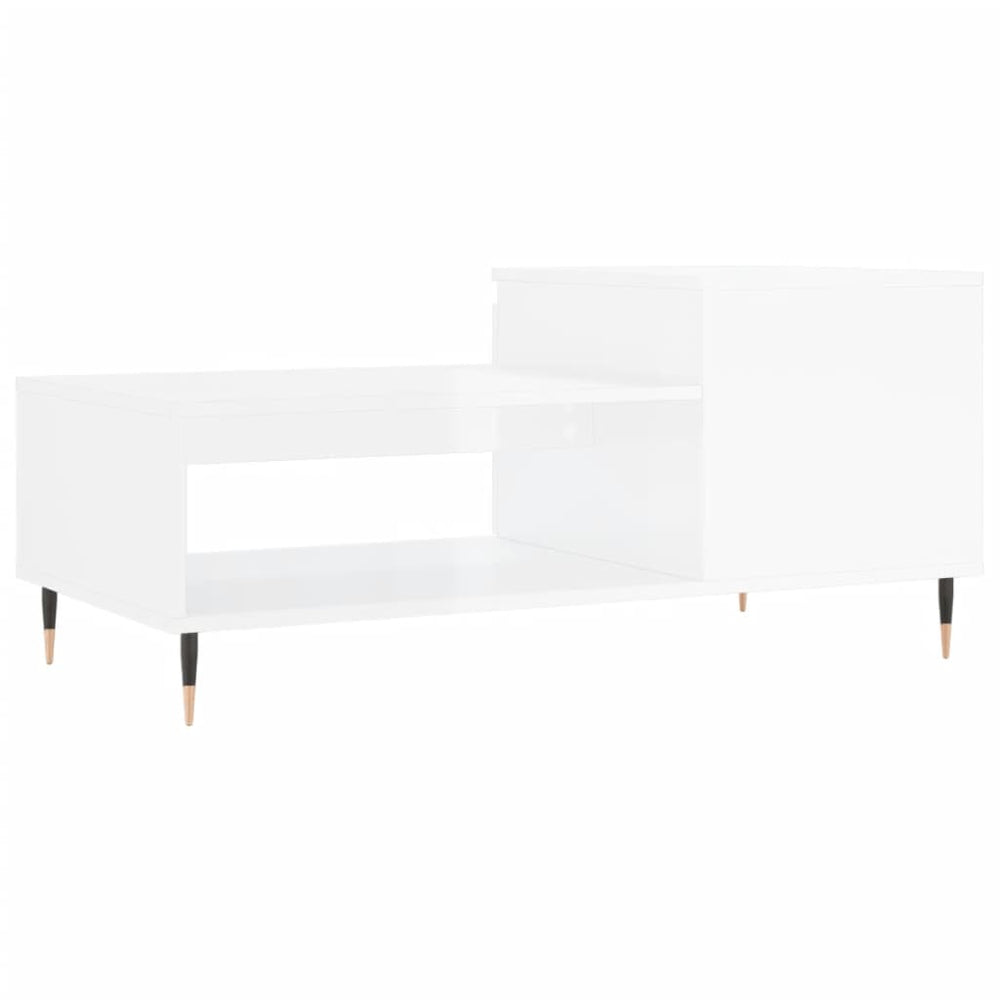 Salontafel 100x50x45 cm bewerkt hout hoogglans wit MeubelReus