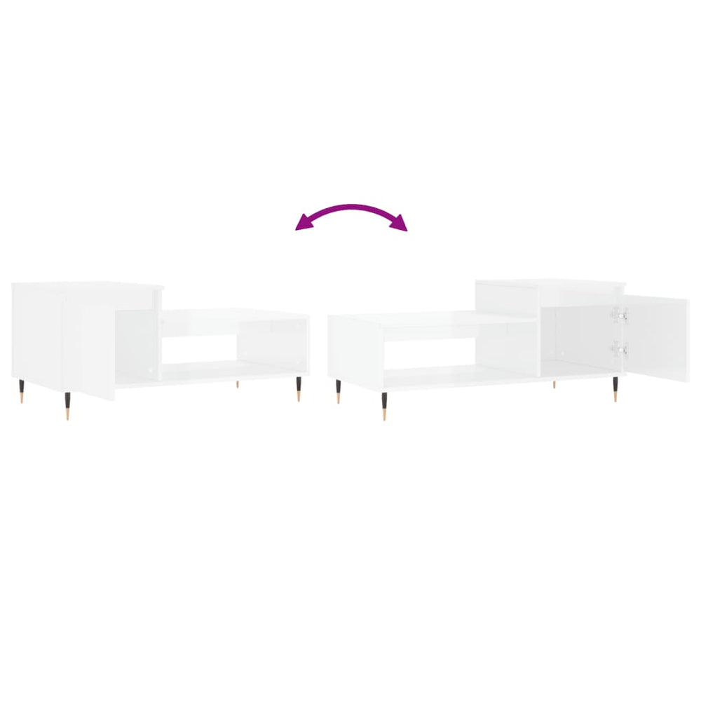 Salontafel 100x50x45 cm bewerkt hout hoogglans wit MeubelReus