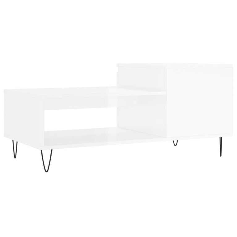 Salontafel 100x50x45 cm bewerkt hout hoogglans wit MeubelReus