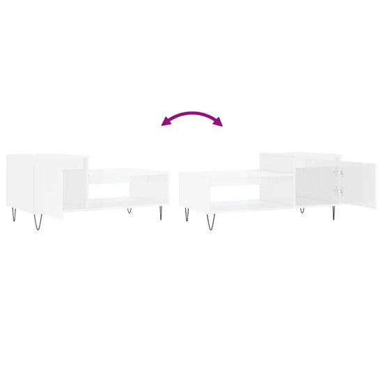 Salontafel 100x50x45 cm bewerkt hout hoogglans wit MeubelReus