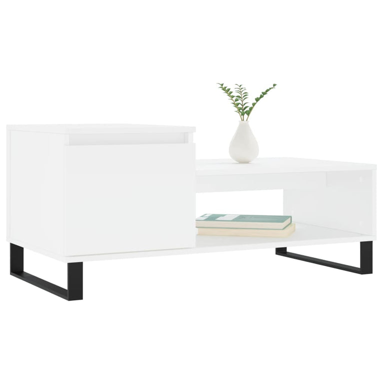 Salontafel 100x50x45 cm bewerkt hout wit MeubelReus