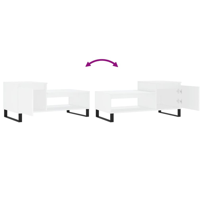 Salontafel 100x50x45 cm bewerkt hout wit MeubelReus