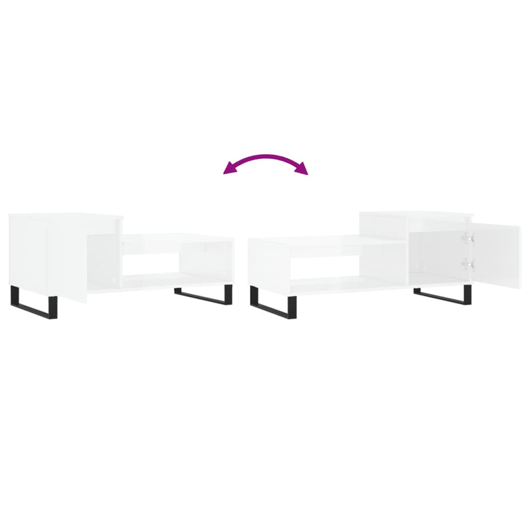 Salontafel 100x50x45 cm bewerkt hout hoogglans wit MeubelReus