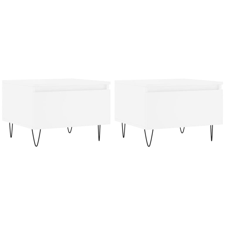 Salontafels 2 st 50x46x35 cm bewerkt hout wit MeubelReus