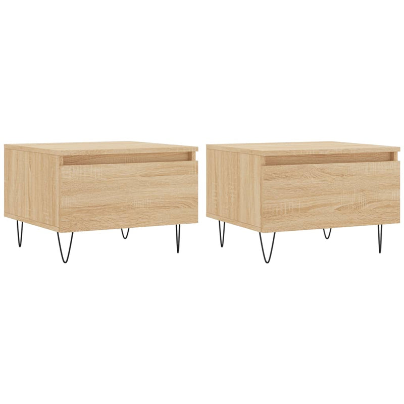 Salontafels 2 st 50x46x35 cm bewerkt hout sonoma eikenkleurig MeubelReus