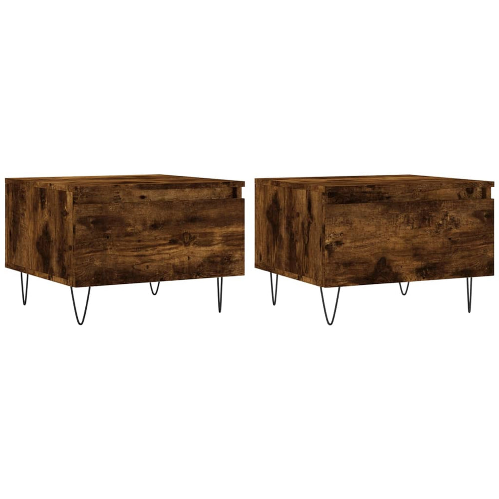 Salontafels 2 st 50x46x35 cm bewerkt hout gerookt eikenkleurig MeubelReus