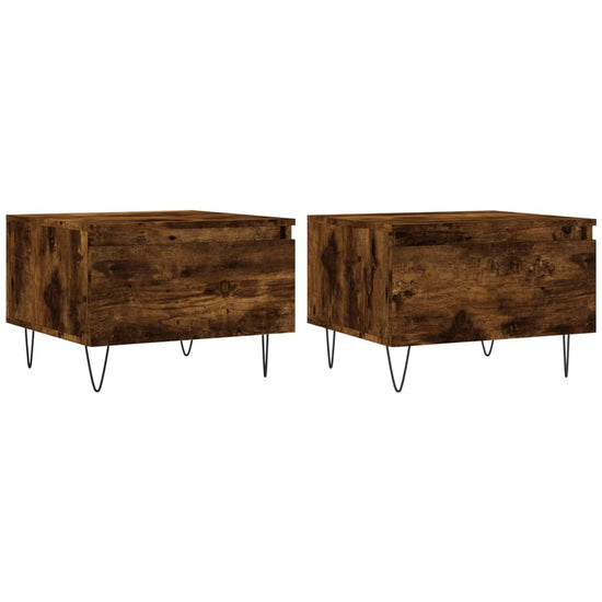 Salontafels 2 st 50x46x35 cm bewerkt hout gerookt eikenkleurig MeubelReus