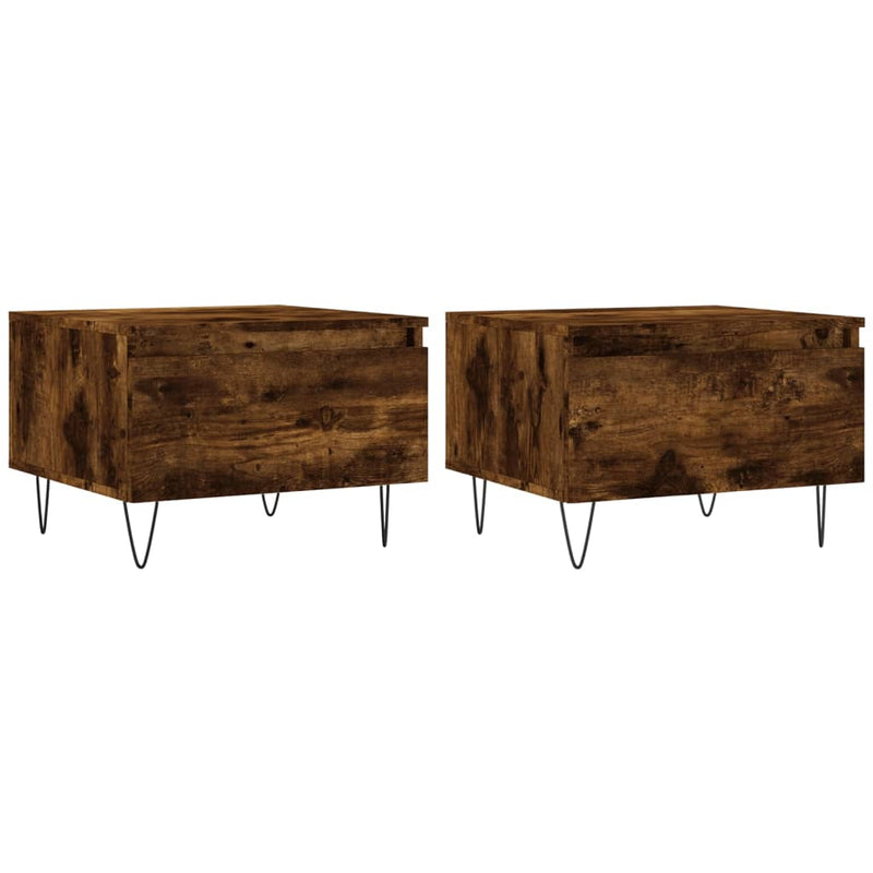 Salontafels 2 st 50x46x35 cm bewerkt hout gerookt eikenkleurig MeubelReus