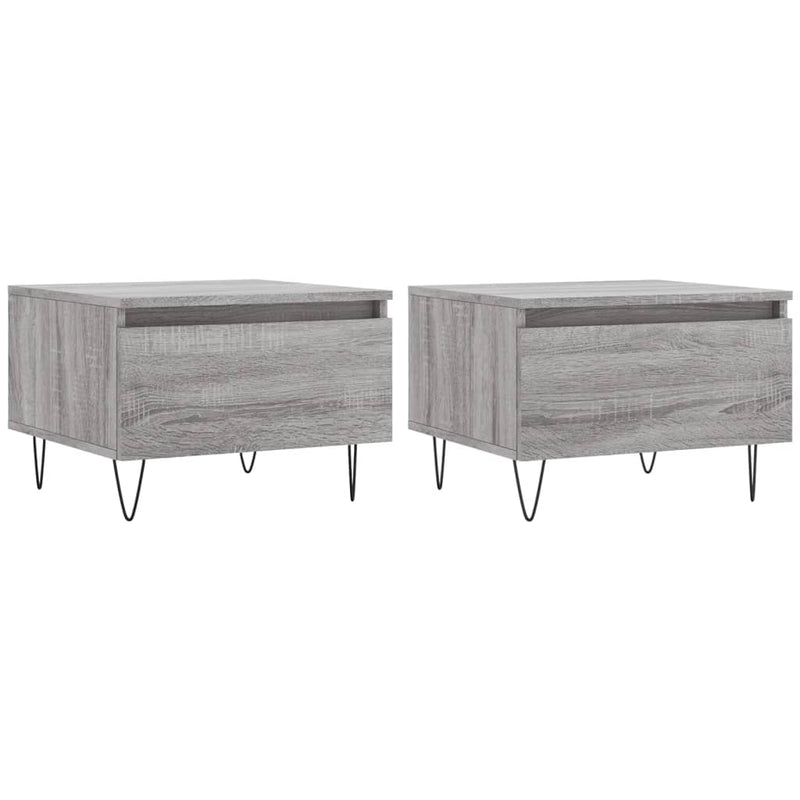 Salontafels 2 st 50x46x35 cm bewerkt hout grijs sonoma eiken MeubelReus