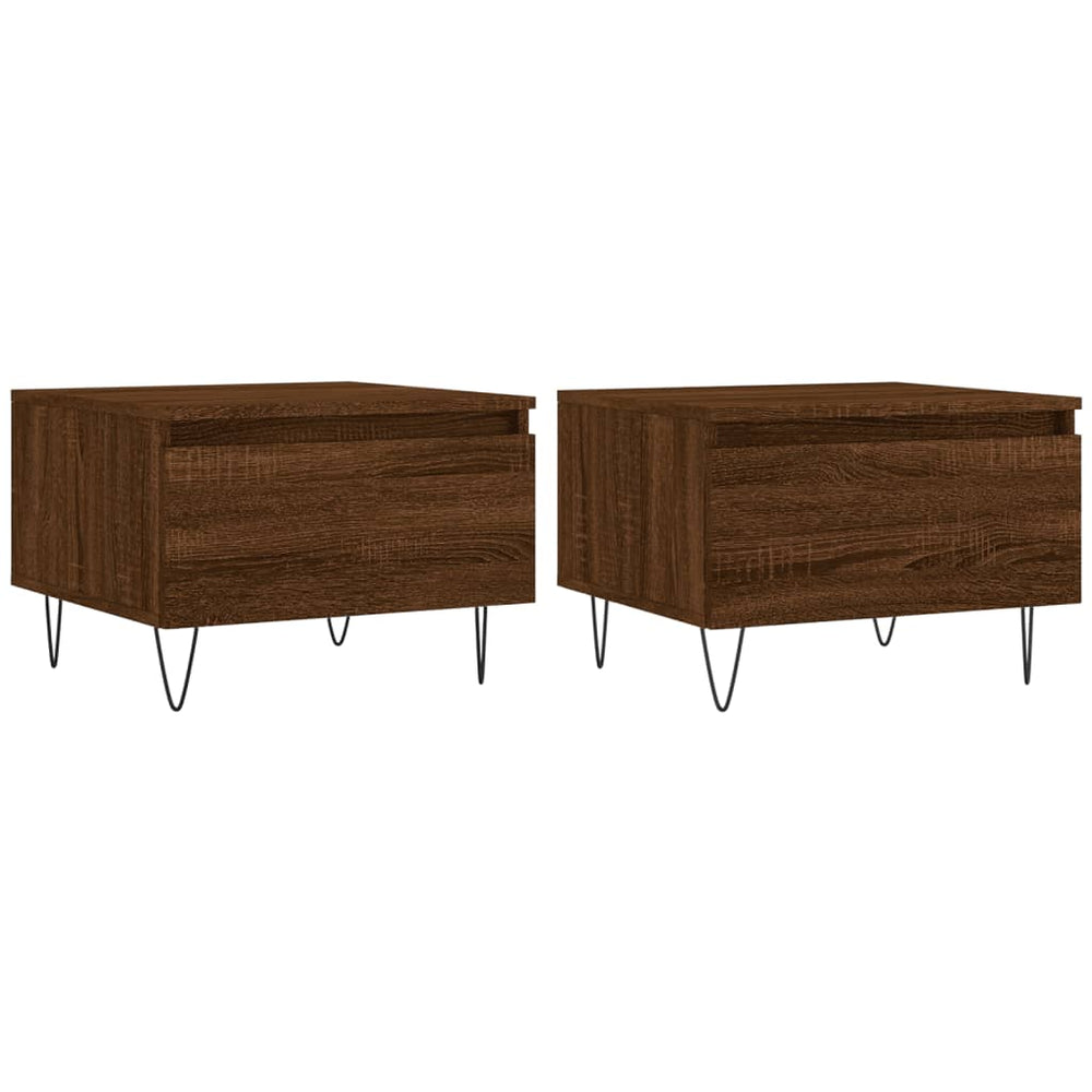 Salontafels 2 st 50x46x35 cm bewerkt hout bruin eikenkleur MeubelReus