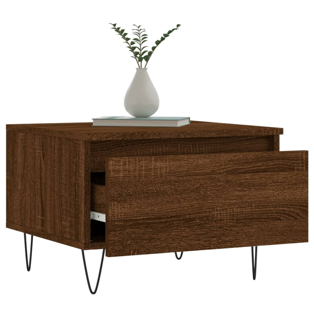 Salontafels 2 st 50x46x35 cm bewerkt hout bruin eikenkleur MeubelReus
