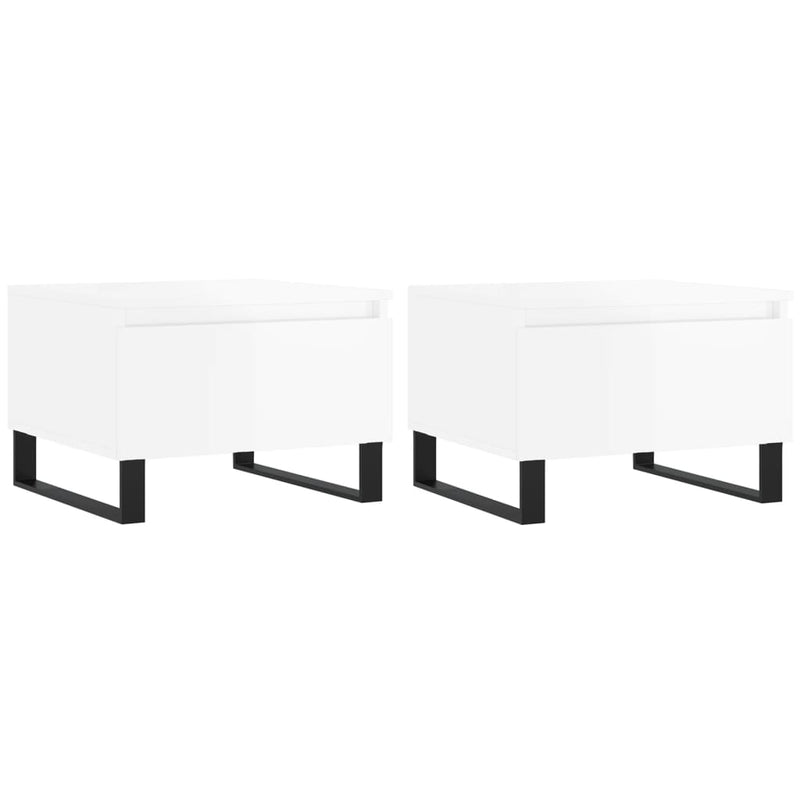 Salontafels 2 st 50x46x35 cm bewerkt hout hoogglans wit MeubelReus