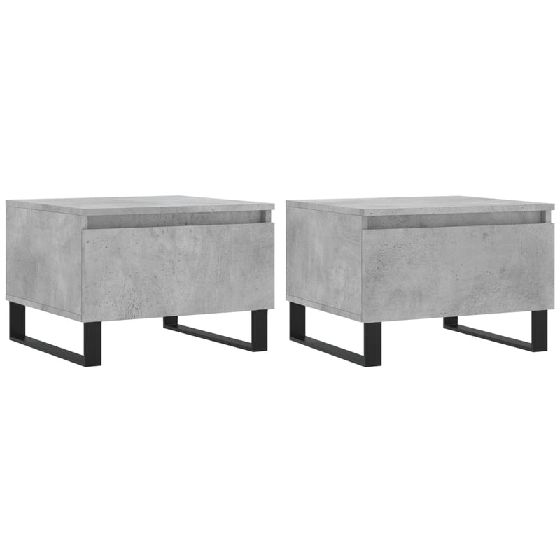 Salontafels 2 st 50x46x35 cm bewerkt hout betongrijs MeubelReus
