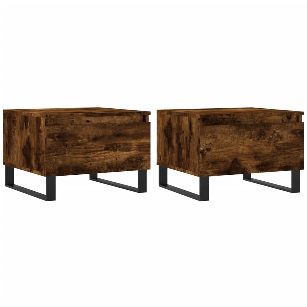 Salontafels 2 st 50x46x35 cm bewerkt hout gerookt eikenkleurig MeubelReus