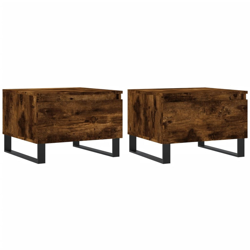 Salontafels 2 st 50x46x35 cm bewerkt hout gerookt eikenkleurig MeubelReus
