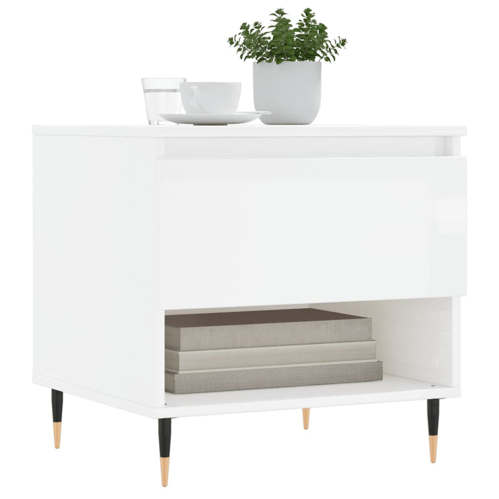 Salontafels 2 st 50x46x50 cm bewerkt hout hoogglans wit MeubelReus