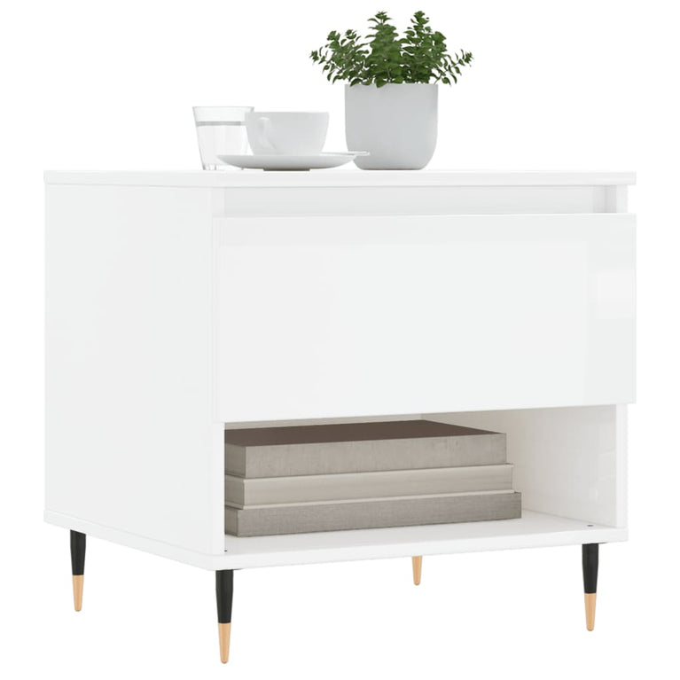 Salontafels 2 st 50x46x50 cm bewerkt hout hoogglans wit MeubelReus