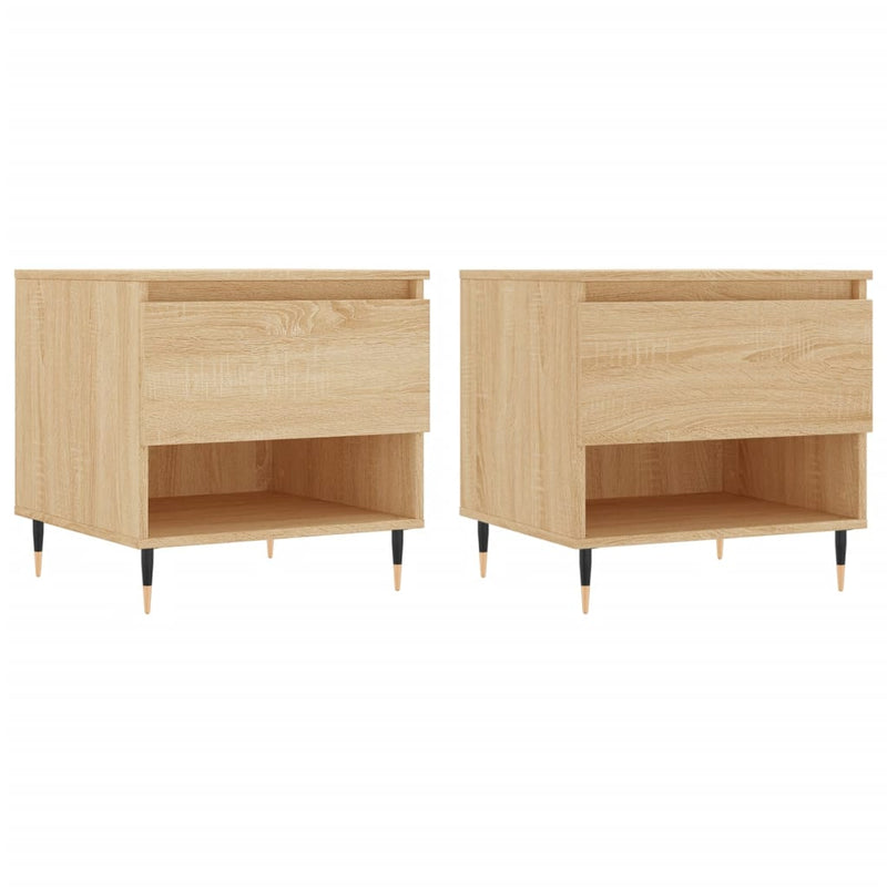 Salontafels 2 st 50x46x50 cm bewerkt hout sonoma eikenkleurig MeubelReus