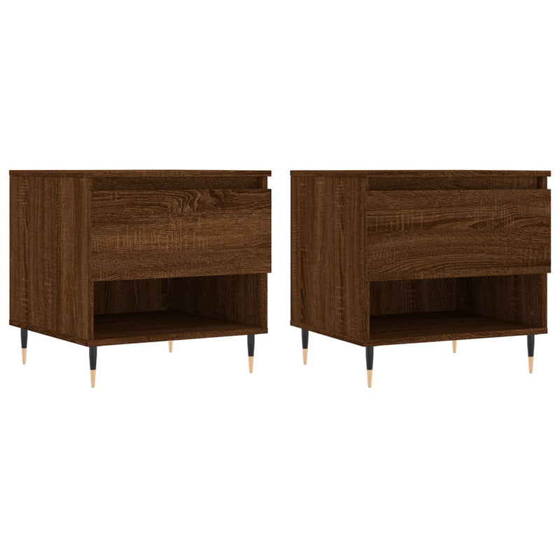 Salontafels 2 st 50x46x50 cm bewerkt hout bruin eikenkleur MeubelReus