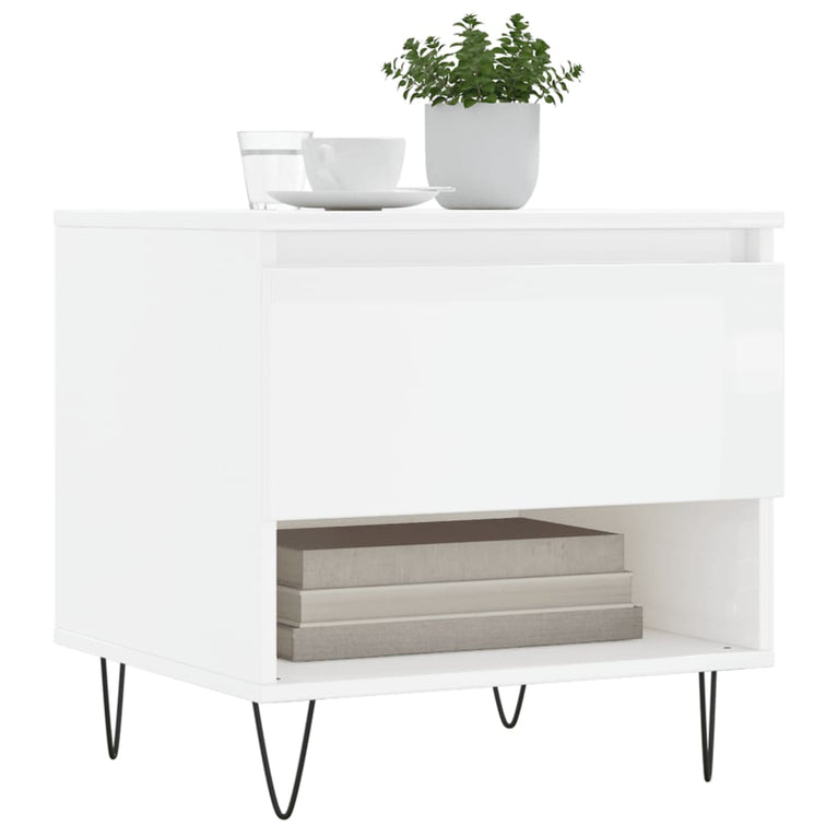 Salontafels 2 st 50x46x50 cm bewerkt hout hoogglans wit MeubelReus