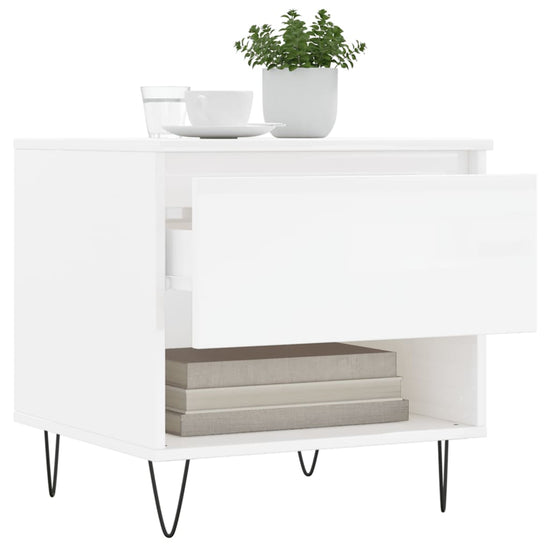 Salontafels 2 st 50x46x50 cm bewerkt hout hoogglans wit MeubelReus