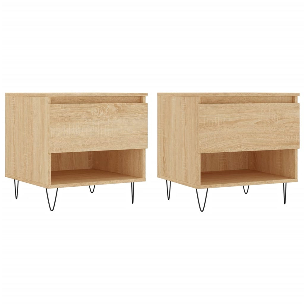 Salontafels 2 st 50x46x50 cm bewerkt hout sonoma eikenkleurig MeubelReus