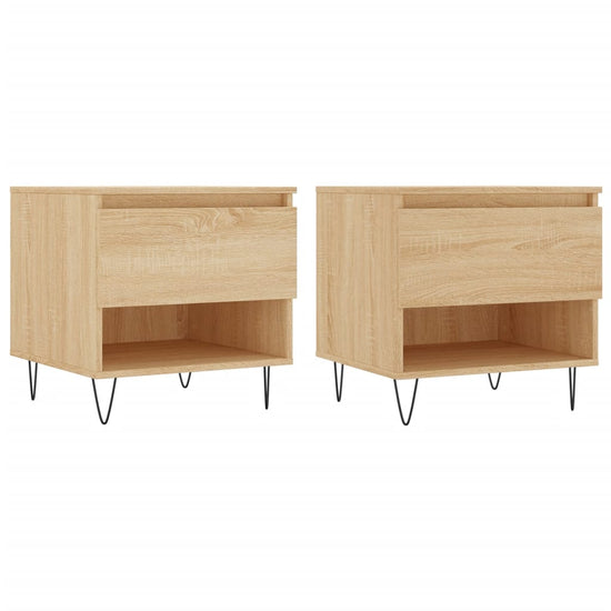 Salontafels 2 st 50x46x50 cm bewerkt hout sonoma eikenkleurig MeubelReus
