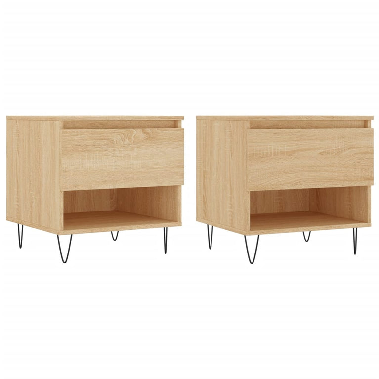 Salontafels 2 st 50x46x50 cm bewerkt hout sonoma eikenkleurig MeubelReus