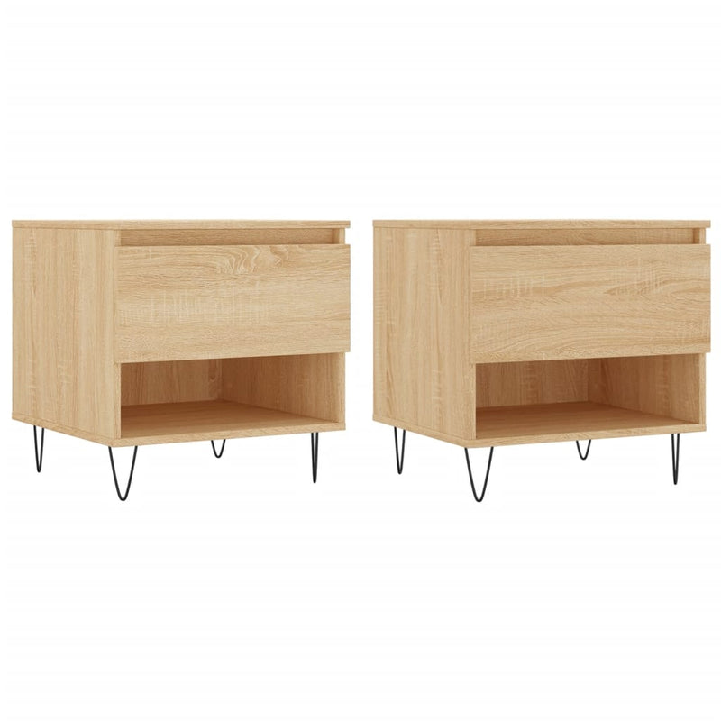 Salontafels 2 st 50x46x50 cm bewerkt hout sonoma eikenkleurig MeubelReus