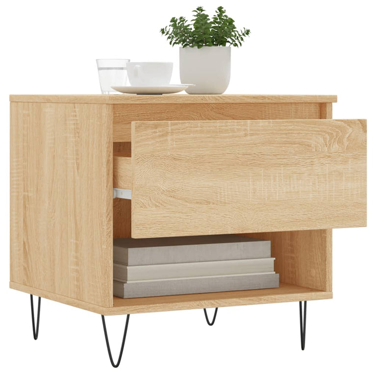 Salontafels 2 st 50x46x50 cm bewerkt hout sonoma eikenkleurig MeubelReus