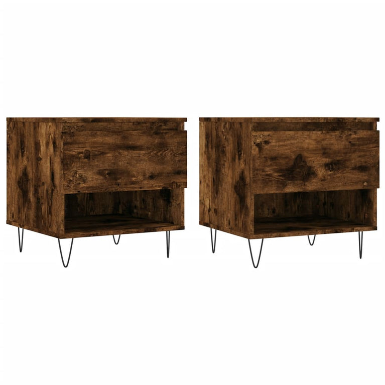 Salontafels 2 st 50x46x50 cm bewerkt hout gerookt eikenkleurig MeubelReus