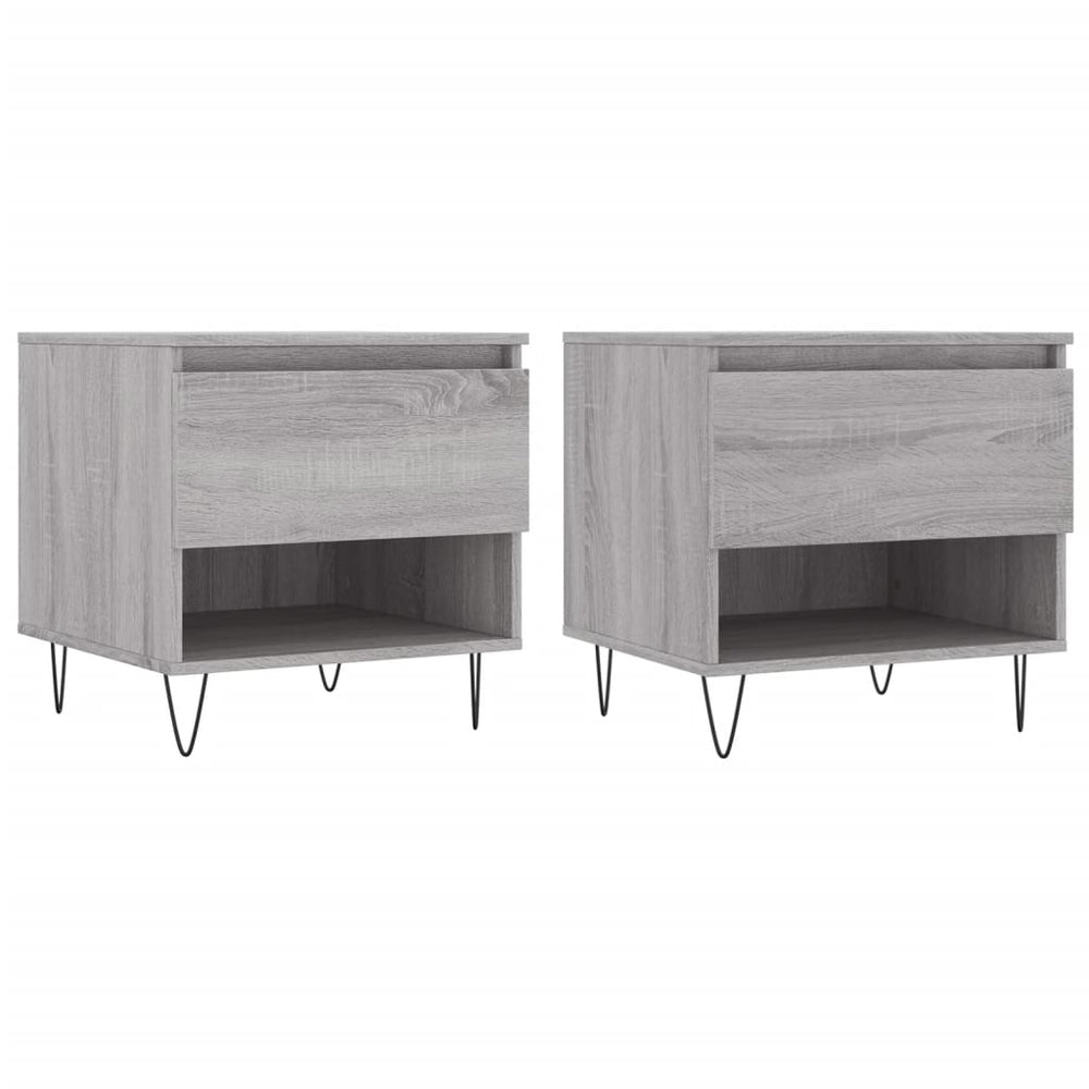 Salontafels 2 st 50x46x50 cm bewerkt hout grijs sonoma eiken MeubelReus