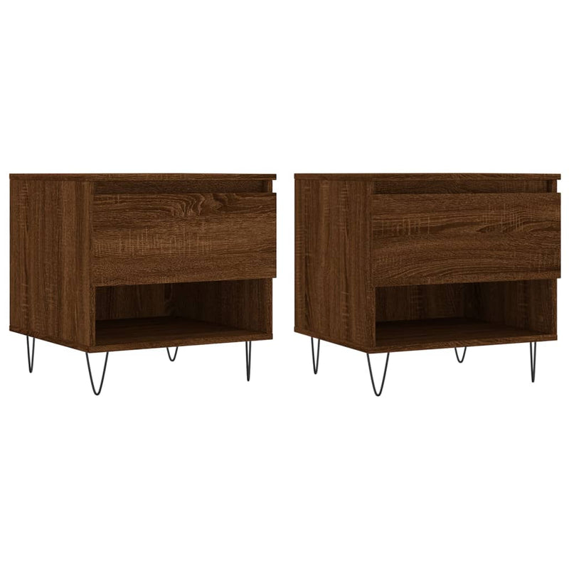 Salontafels 2 st 50x46x50 cm bewerkt hout bruin eikenkleur MeubelReus