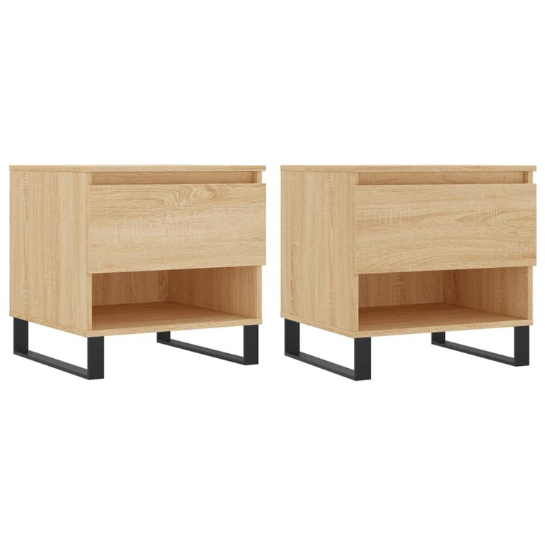 Salontafels 2 st 50x46x50 cm bewerkt hout sonoma eikenkleurig MeubelReus