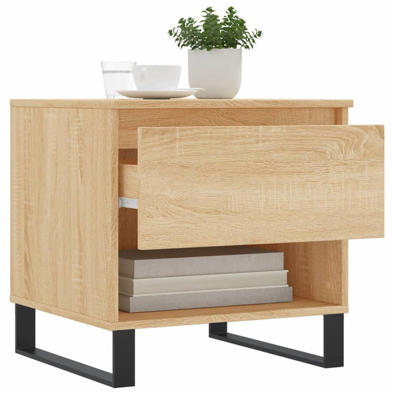 Salontafels 2 st 50x46x50 cm bewerkt hout sonoma eikenkleurig MeubelReus